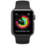 Фото Apple Apple Watch Series 3 (GPS) 38mm Space Gray Aluminum Case with Black Sport Band (MQKV2) 