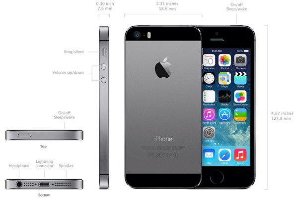 iPhone 5s Space Gray 16 GB SIMフリー Apple iPhone 5S 16GB Space Gray (ME432) купить в интернет